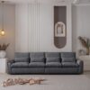 Modern Modular L Shaped Chenille Sofa Couch Reversible Ottoman With Storage Removable And Washable Cushions Sofa With USB Ports & Cup Holder For Living Room - Dark Gray - Image 5