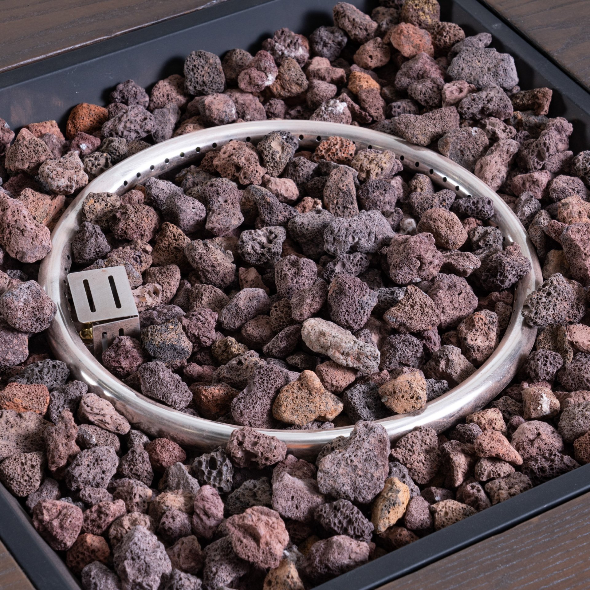 Outdoor Patio Square Gas Burning Fire Pit, Tank Inside, 40000 Btu - Brown Wood Pattern - Image 13