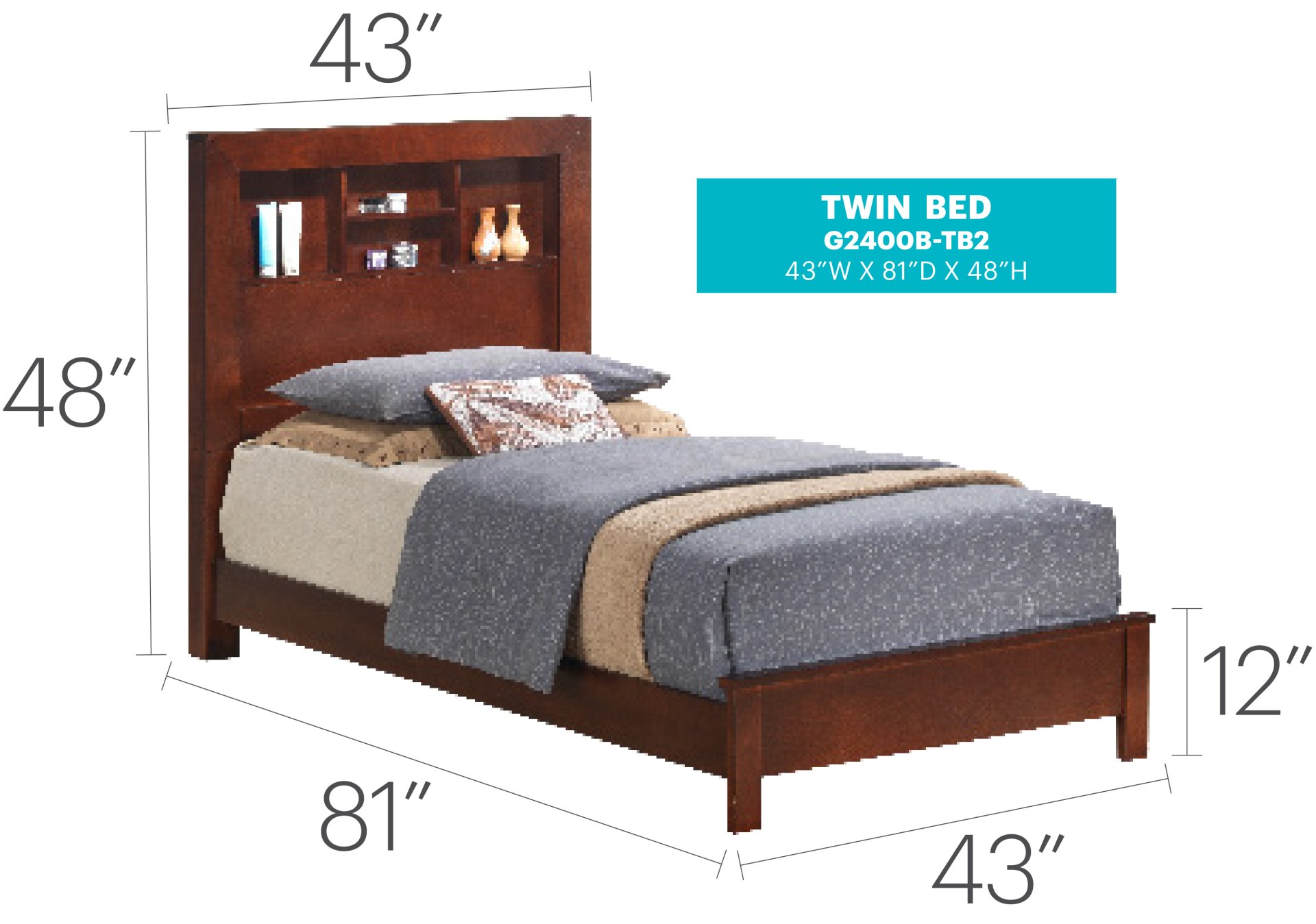 Twin Bed For Cozy Spaces Transitional - Cherry - Image 2