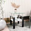 Modern Tempered Glass Tea Table, End Square Table For Living Room - Transparent / Black - Image 4