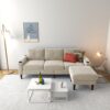 Convertible Combination Sofa, Sofa L Shaped, Sofa With Footstools With Storage Sofa For Living Room, Living Room 3 Seater Combination Sofa - Beige - Image 2