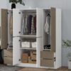 6 Doors Wardrobe Storage For Bedroom, With 4 Drawers - White / Nature - Image 8