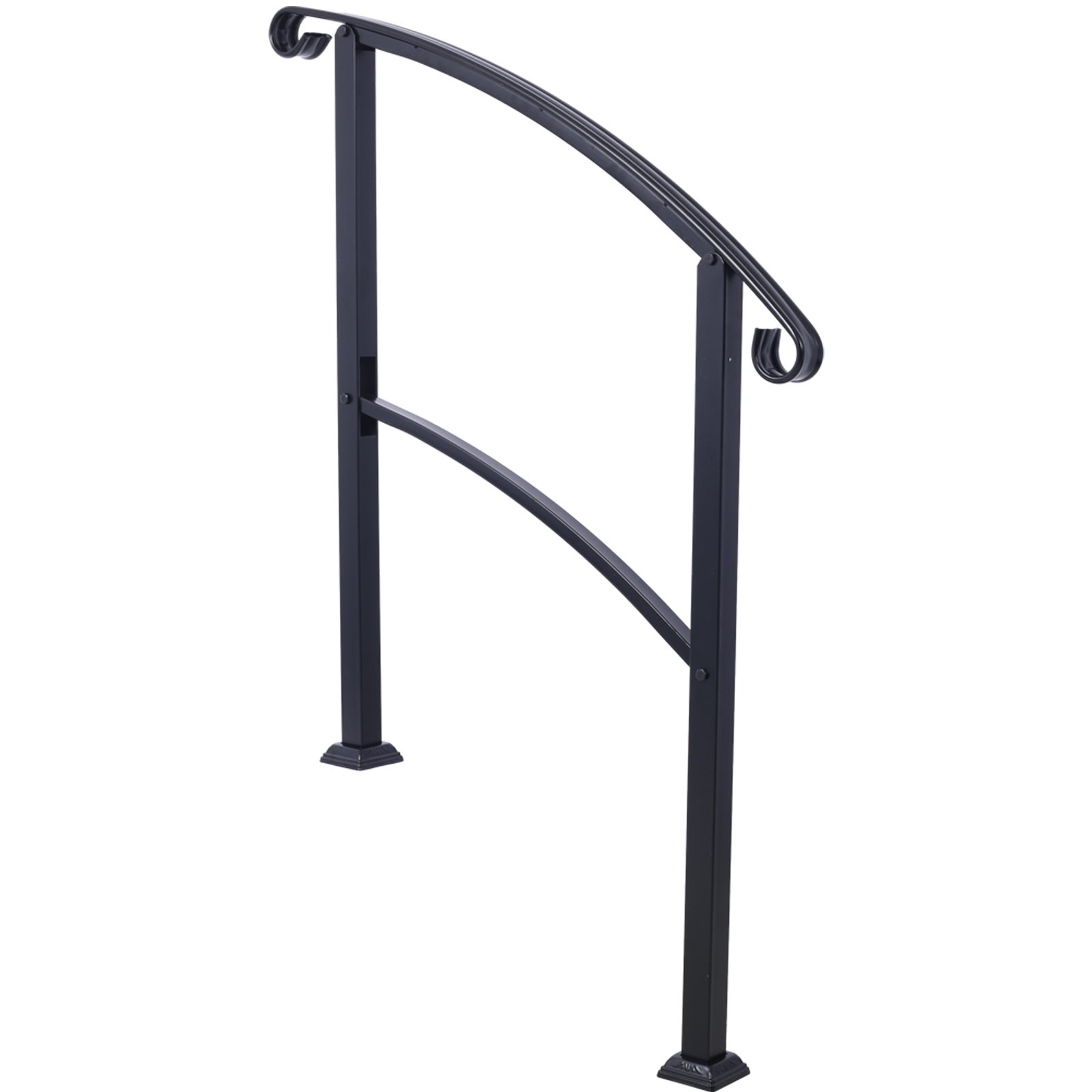 Handrails For Outdoor Steps, Fit 1 Or 3 Steps Outdoor Stair Railing, Flexible Front Porch Hand Rail, Transitional Handrails For Concrete Steps Or Wooden Stairs - Black - Image 6