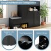 Elegant 2 In 1 Shoe Cabinets With Soft Cushion Versatile Shoe Rack Organizer With Adjustable Shelves For Hallway, Living Room - Black - Image 7
