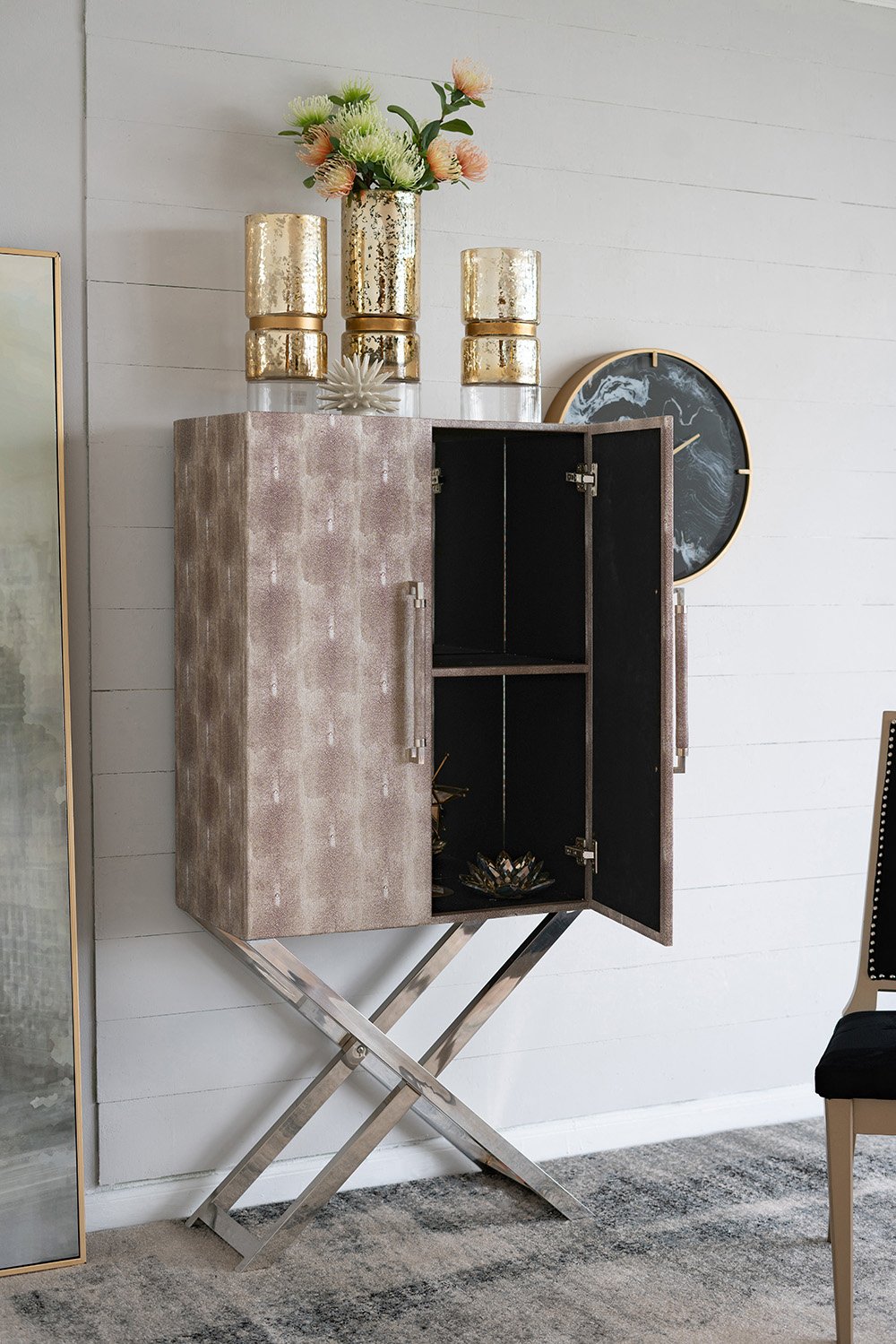 Cabinet - Silver - Faux Leather - Image 7