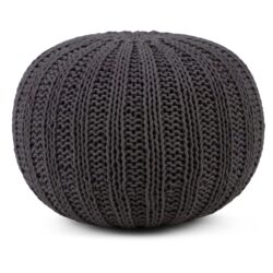 Shelby - Hand Knit Round Pouf - Slate Gray