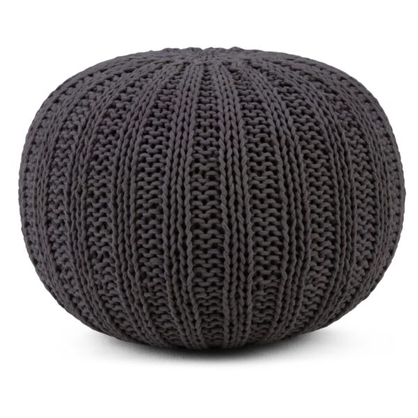 Shelby - Hand Knit Round Pouf - Slate Gray