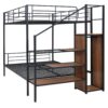 Full Over Full Bunk Bed With Lateral Storage Ladder And Wardrobe - Black - Image 5