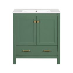 Bathroom Vanity With Single Sink, Combination Under Counter Sink, Bathroom Storage Cabinet With 2 Doors And A Drawer, Soft Closure, Multifunctional Storage - Green