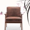 Accent Chair, Classic Mid Century Modern For Extra Seating - Brown - Image 2
