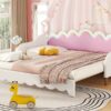 Twin Extending Daybed With LED Lights, Modern Upholstered Princess Daybed With Crown Headboard - White - Image 22