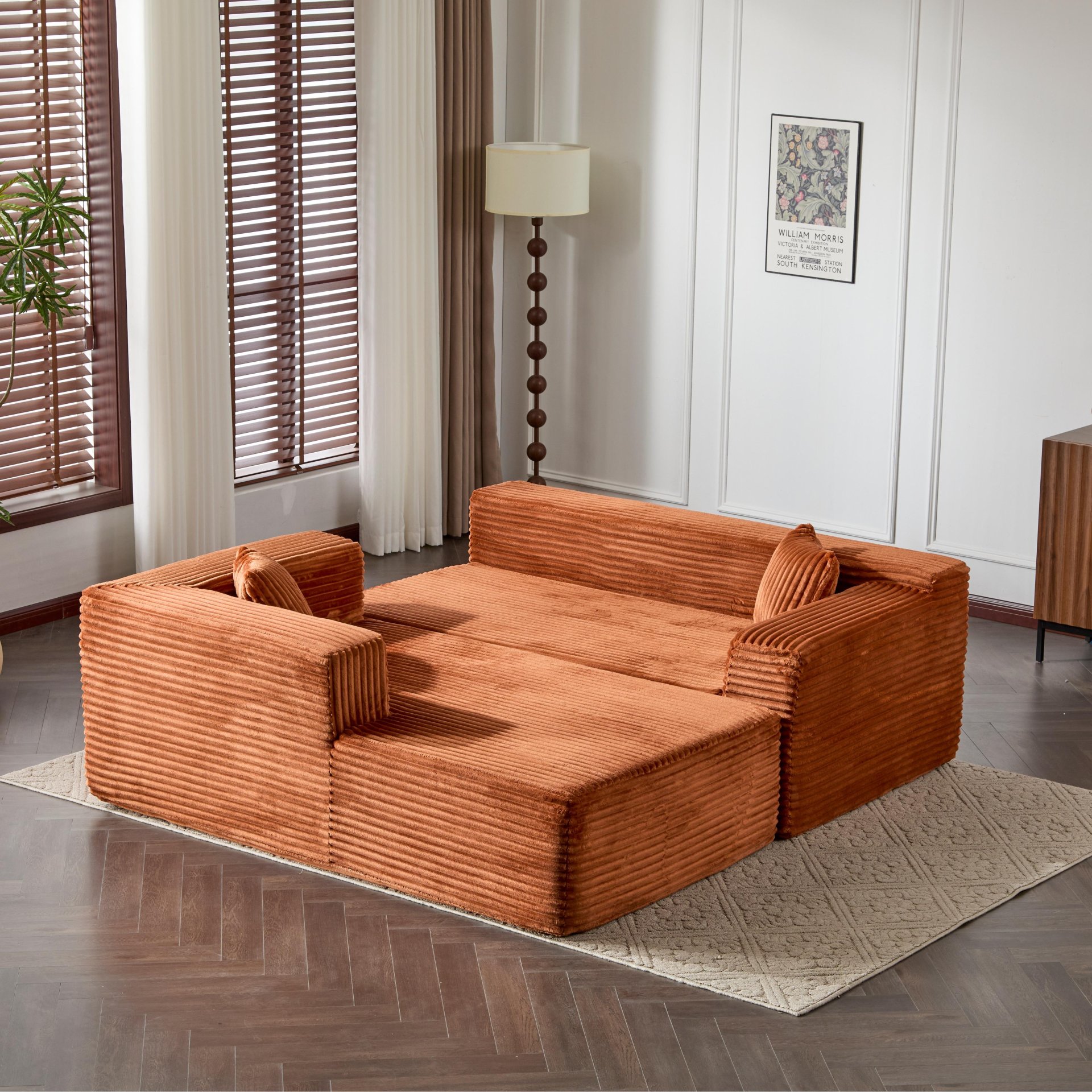 Compression Sectional Couch With Comfy Chaise, Boneless L Shape Sofa With Deep Seat, Minimalist Modular Couches Sleeper - Brown - Image 11