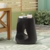Mgo Hollow Side Table With Wood Like Texture, Durable And Weather Resistant - Black - Image 2
