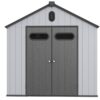 Xwt013 Plastic Storage Shed For Backyard Garden Big Spire Tool Storage - Black / Gray - Image 14