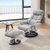 Recliner Chair With Ottoman Modern 360° Swivel Lounge Chair With Footstool Chenille Fabric 5 Point Vibration Massage Seat Heating & 140° Adjustable Backrest - Gray - Image 10