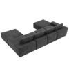 Modular U Shaped Sectional With Ottomans, Luxury Cloud Floor Couch With Deep Seat Fully Compressed Upholstered Sofa - Dark Gray - Image 6