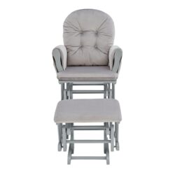 Mason - Glider And Ottoman Gray Wood - Light Gray Fabric