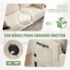 Modern Style Chenille 2 Seater Sofa With LED Light, USB Port, Storage Bag, Wood Legs - Beige - Image 6