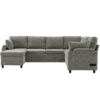 Sectional Sofa Versatile Sofa Bed Sofa Sleeper U - Shaped Sofa With Ample Storage Space, 2 Cup Holders And Charging Ports For Living Room - Light Gray - Image 10