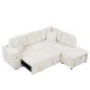 Sectional Sofa L-Shaped Sofa Couch Pull-Out Sofa Bed With A Movable Ottoman, Two USB Ports And Two Cup Holders For Living Room - Beige - Image 19