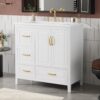 Elegant Freestanding Bathroom Vanity With Sink, Soft Closing Cabinet & Drawers - White - Image 4