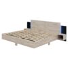 King Size Floating Platform Bed, With LED Lights, Bedside Nightstand - Natural - Image 2