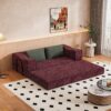 Convertible Couch Bed With 2 Pillows, 3 Seat Folding Floor Couch & King Size Bed Mattress, Diy Combination - Burgundy - Image 4
