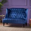 Nurturing - Upholstered Loveseat With Wing Back And Diamond Tufting - Navy Blue - Image 4