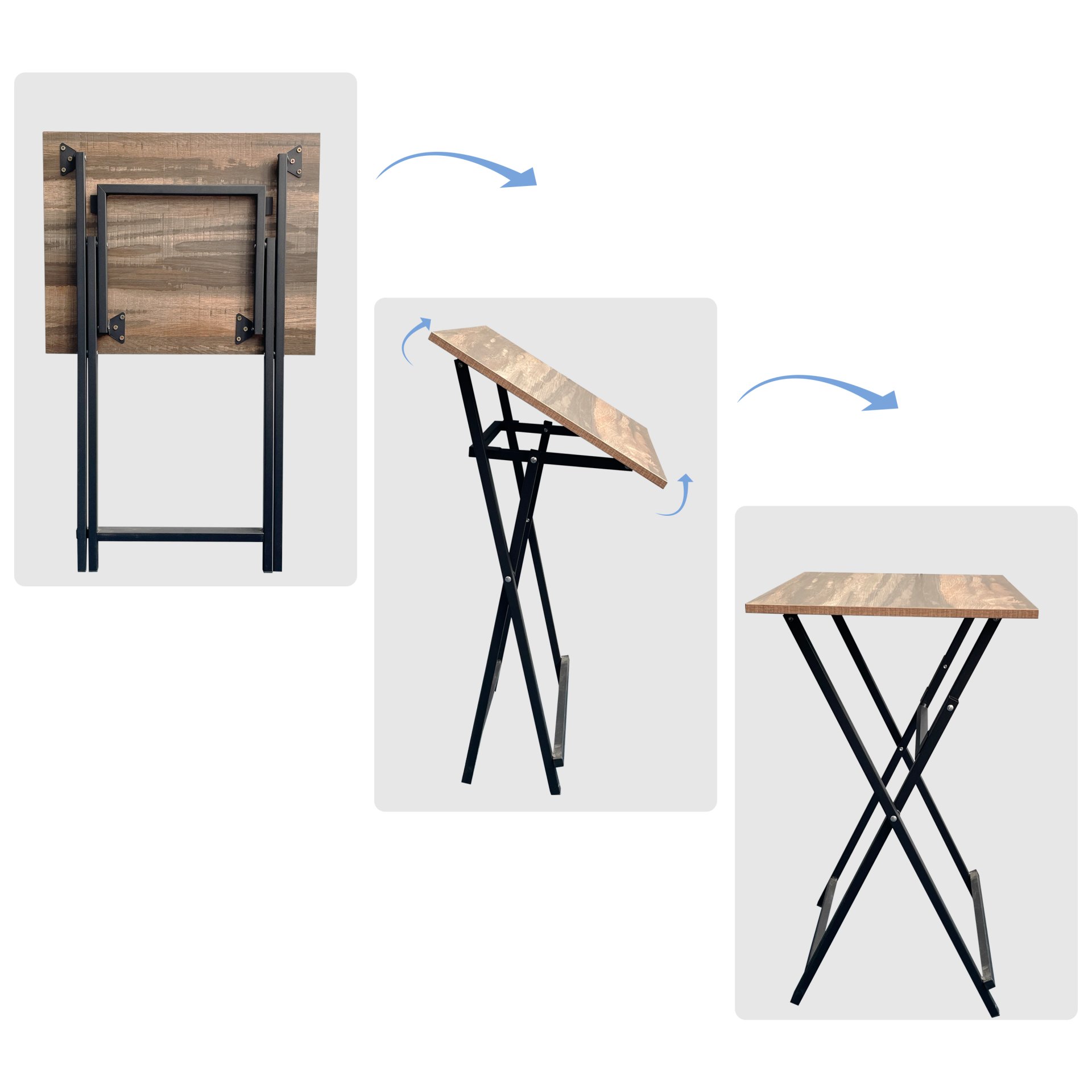 TV Trays For Eating (Set of 4) With Stand, Folding Snack Tray Table Set, Folding TV Dining Tables For Small Space - Rustic Brown - Image 10