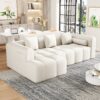 Sectional Sofa Full Compressed Sofa Modular Sofa Couch Free Combined Sofa With Deep Seating And 2 Side Pockets For Living Room - Beige - Image 9