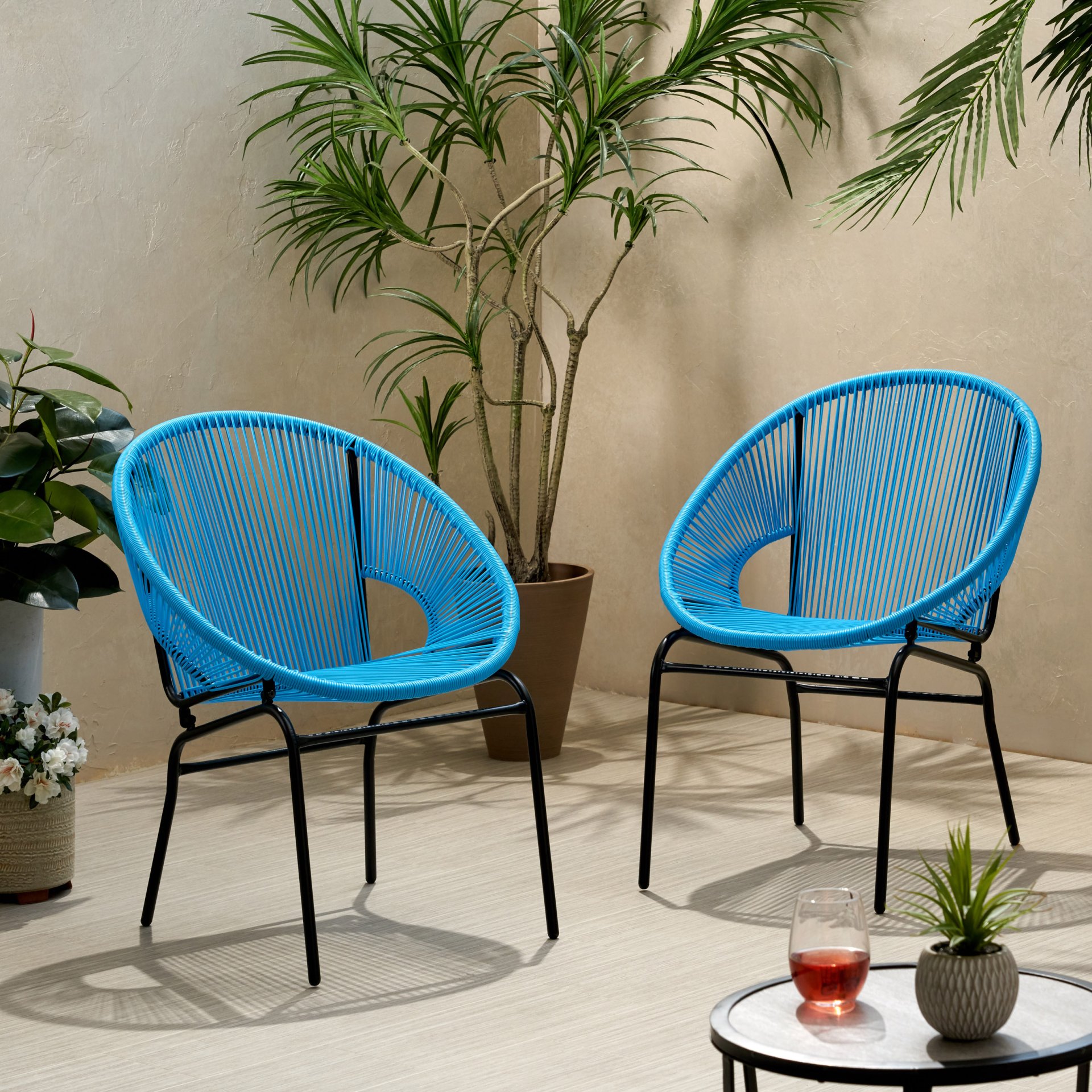 Modern Nusa Chair Outdoor Seating Woven Rope - Blue - Image 4