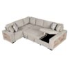 U-Shaped Sectional Sofa Pull-Out Sofa Bed With Two USB Ports, A Storage Chaise Lounge And Four Back Pillows For Living Room - Beige - Image 16
