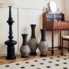 Desktop Vase, Classic And Neat Floor Vase, High Independent Flower Stand, Home Decoration Flower Stand (Set of 3) - Brown White - Image 17