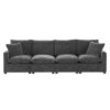 Modern Modular Sofa, 4 Seat Chenille Sectional Couch Set With 2 Pillows Included, Freely Combinable Indoor Funiture - Black / Gray - Image 24