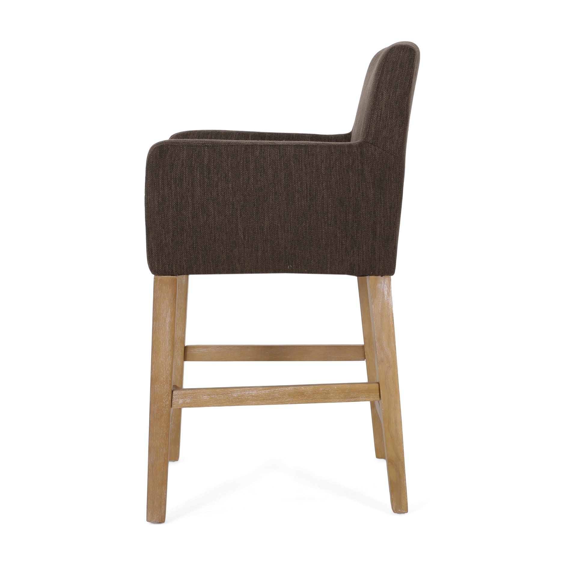 Charmed Upholstered Counter Stool With H Frame Base And Round Arms - Brown - Image 6