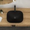 Artistic Tempered Glass Vessel Sink With Faucet And Pop Up Drain - Matte Black - Image 5