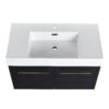 Modern 36" Wall Mounted Bathroom Vanity With Thick Edge Resin Sink And Storage Rack Plywood - Black Chestnut - Image 15