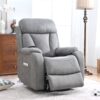 35.4" Electric Power Lift Recliner Chair, Fabric Recliner Chair, Home Theater Seating, Living Room Chair, Side Pocket, Remote Control - Light Gray - Image 2