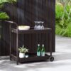 Resin Wicker Bar Cart With Metal Frame - Brown - Image 4