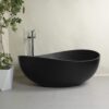 63" Freestanding Solid Surface Soaking Bathtub For Bathroom - Black - Image 2