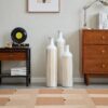 Floor Metal Vase Modern Style Decoration Home Metal Vase 3 Piece Set Gorgeous Home Decoration Large Glazed Metal Vase - Gold / White - Image 10