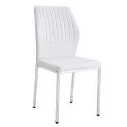 Luxury Simple Chair (Set of 4) Material High Resilience Dining Chair - White / Silver