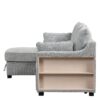 Pull Out Sleeper Sofa L-Shaped Couch Convertible Sofa Bed With Storage Chaise, Storage Racks And USB Ports - Light Gray - Image 16