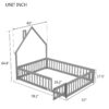 Full House-Shaped Headboard Floor Bed With Fence - Gray - Image 8