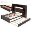 Full Size Bed With All In One Cabinet, Shelf And Sockets, Twin Size Trundle - Espresso - Image 14