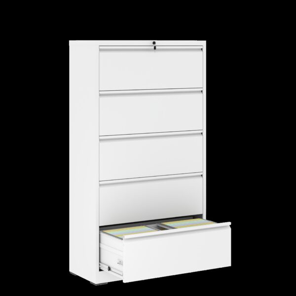 Modern 5 Drawer Steel Lateral File Cabinet With Lock, Metal Filing Cabinet For Home And Office - Gunmetal Black