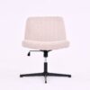 Cross Legged Office Chair, Wide Comfty Desk Chair, Vanity Home Chair No Wheels Armless Computer Task Chair, Swivel And Height Adjustable - Beige - Image 2