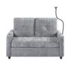 Modern Loveseat Pull Out Sofa Bed With Adjustable Backrest, Two Cup Holders, A Phone Holder, Three Charging Ports And Side Storage Pockets For Living Room - Gray - Image 14