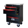 4 Drawer Multifunctional Tool Cart With Wheels, Metal Rolling Tool Cart Storage For Garage Workshop Warehouse Repair Shop With Stainless Steel Roof - Black / Red - Image 11