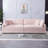 Elegant Corduroy Sofa With Throw Pillows And Backrests For Living Room Leisure - Pink - Image 6